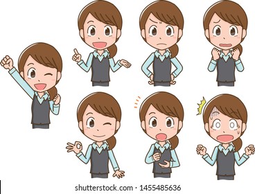 Illustration set of various expressions of women