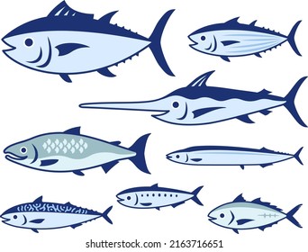 
Illustrationsset für verschiedene Fische