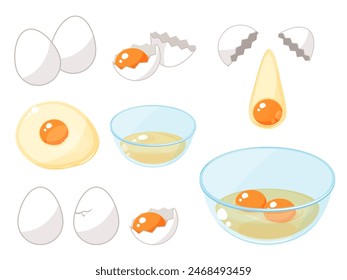 Conjunto de ilustraciones de varias formas de huevos para cocinar