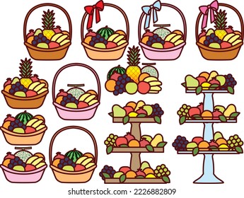 Illustration set of various fruit collection