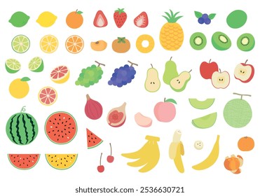 Conjunto de ilustrações de vários frutos