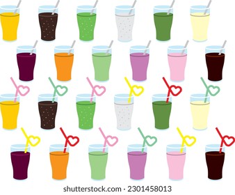 Illustration set of various glass drinks