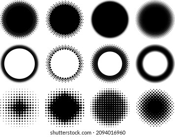 Illustration set of various gradation dot circles