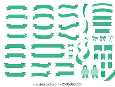 Illustration set of various green ribbons
