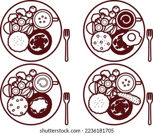 Illustration set of various hamburger one plates