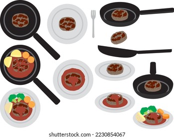 Ilustración de varias hamburguesas