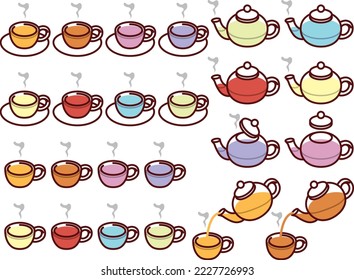 Illustration set of various herbal teas