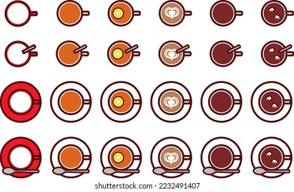 Illustration set of various hot drinks