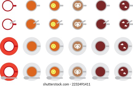 Illustration set of various hot drinks