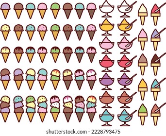 Illustration set of various ice cream