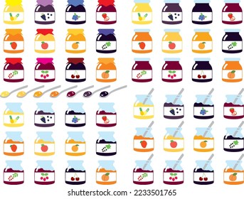 Illustration set of various jams