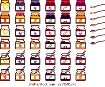 Illustrationsset für verschiedene Konfitüren