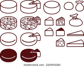 Illustration set of various kinds of cheese