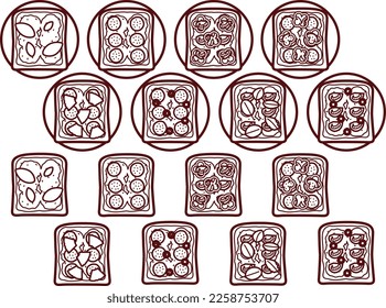 Illustration set of various kinds of pizza