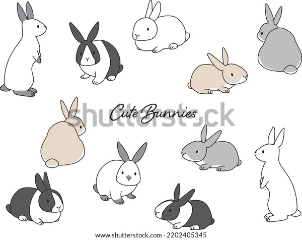 Illustration Set Various Kinds Rabbits Stock Vector (Royalty Free ...