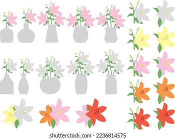 Illustration set of various lilies