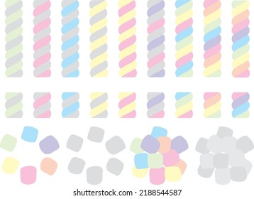 Illustration set of various marshmallows