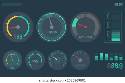 Illustration set of various meters