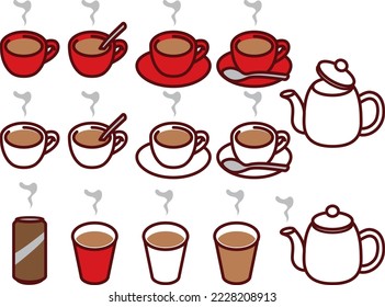 Illustration set of various milk coffee