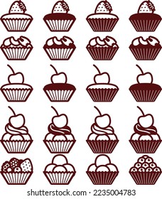 Illustration set of various mini tarts