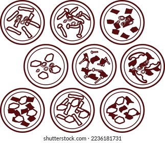 Illustration set of various miso soup
