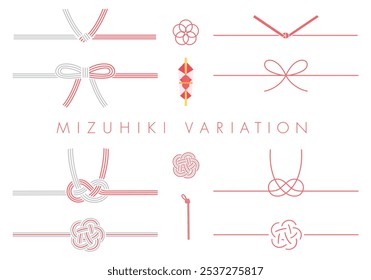 Illustration set of various Mizuhiki