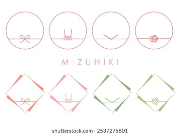 Illustration set of various Mizuhiki frame