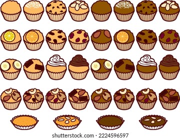 Illustrationssatz verschiedener Muffins