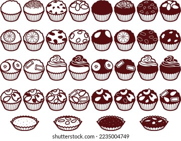 Illustration set of various muffins