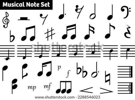 Illustration set of various musical note symbols