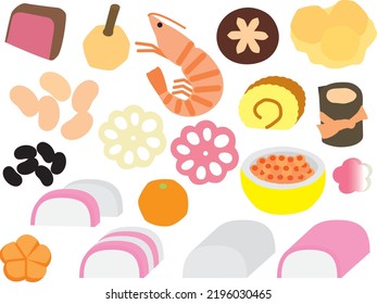 Illustration set of various New Year dishes