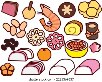 Ilustración de varios platos de Año Nuevo