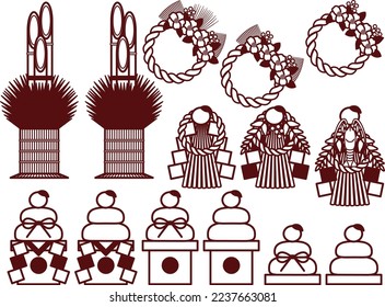 Illustration set of various New Year decorations