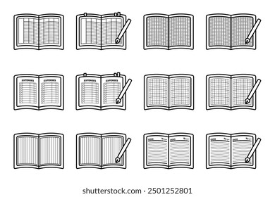 It is an illustration set of various notebooks. Made with simple lines.