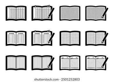 It is an illustration set of various notebooks. Made with simple lines.