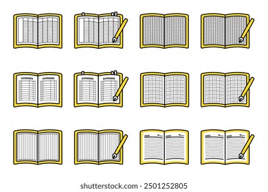 It is an illustration set of various notebooks. Made with simple lines.