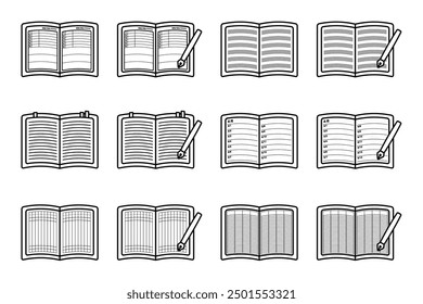 It is an illustration set of various notebooks. Made with simple lines.