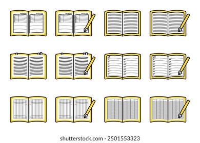 It is an illustration set of various notebooks. Made with simple lines.