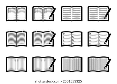 It is an illustration set of various notebooks. Made with simple lines.