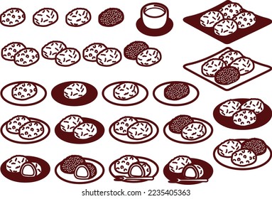 Illustration set of various ohagi