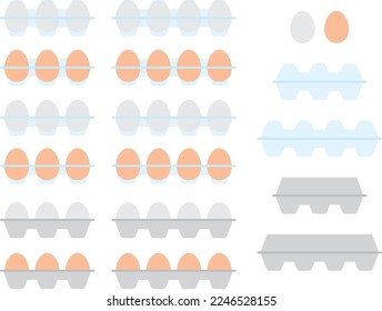 Illustration set of various packed eggs