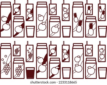 Illustration set of various paper pack juice
