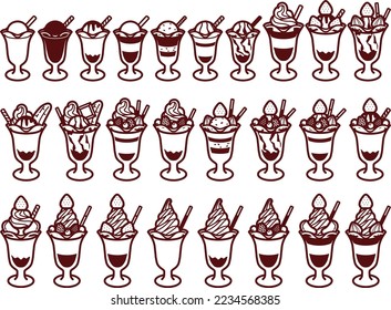 Illustration set of various parfaits