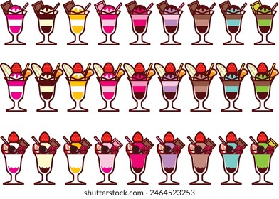 Illustration set of various parfaits