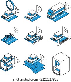 Illustration set of various parking lots