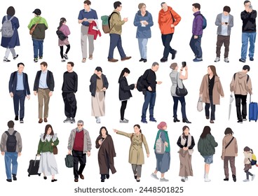 Illustration set of various people of all ages and genders