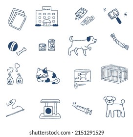 Illustration set of various pet-related items