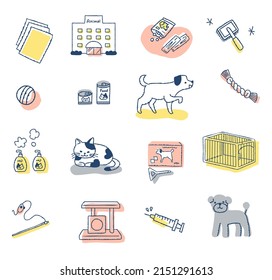 Illustration set of various pet-related items