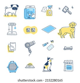 Illustration set of various pet-related items