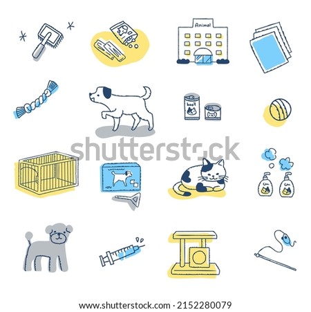 Illustration set of various pet-related items